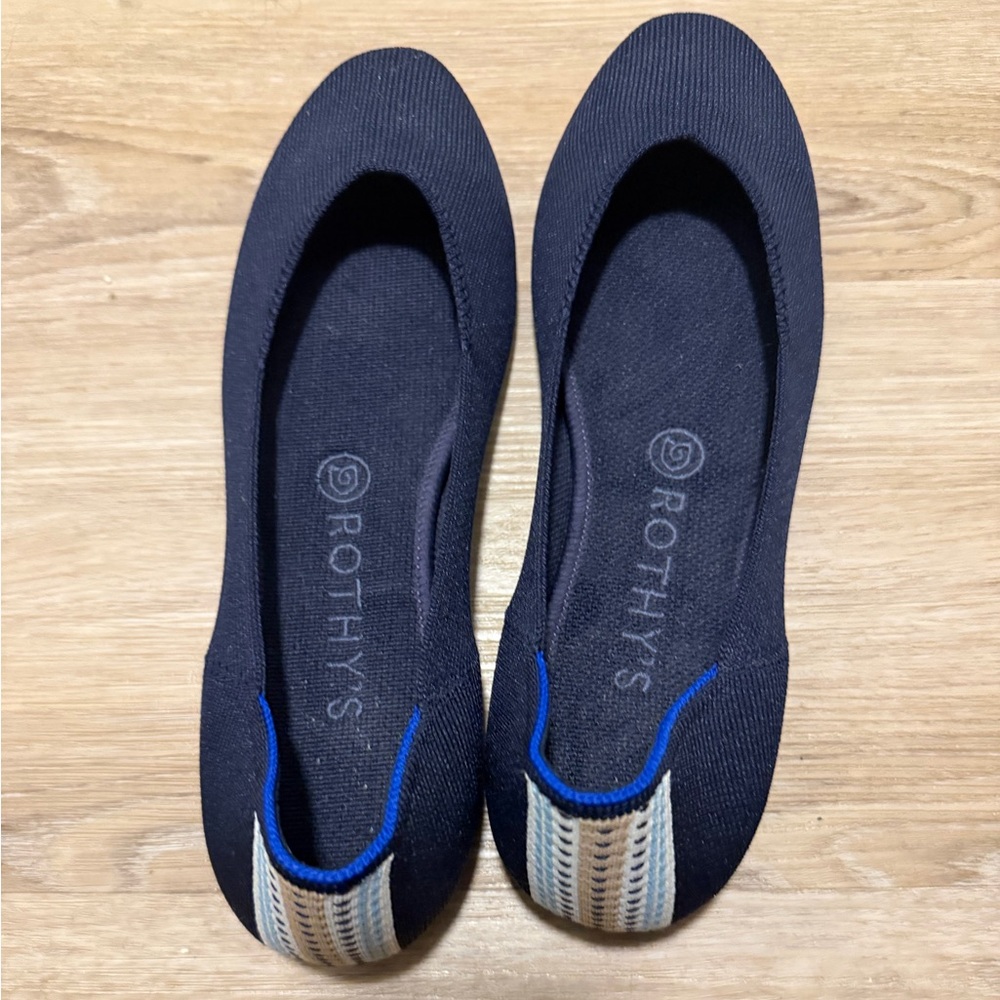🆕 Rothy's Navy Striped Flats Sz 8.5 - Picture 9 of 10